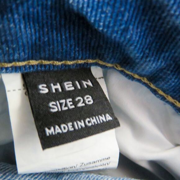 SHEIN High Rise Straight Leg Mom Jeans Ripped Size 28 - Picture 8 of 10